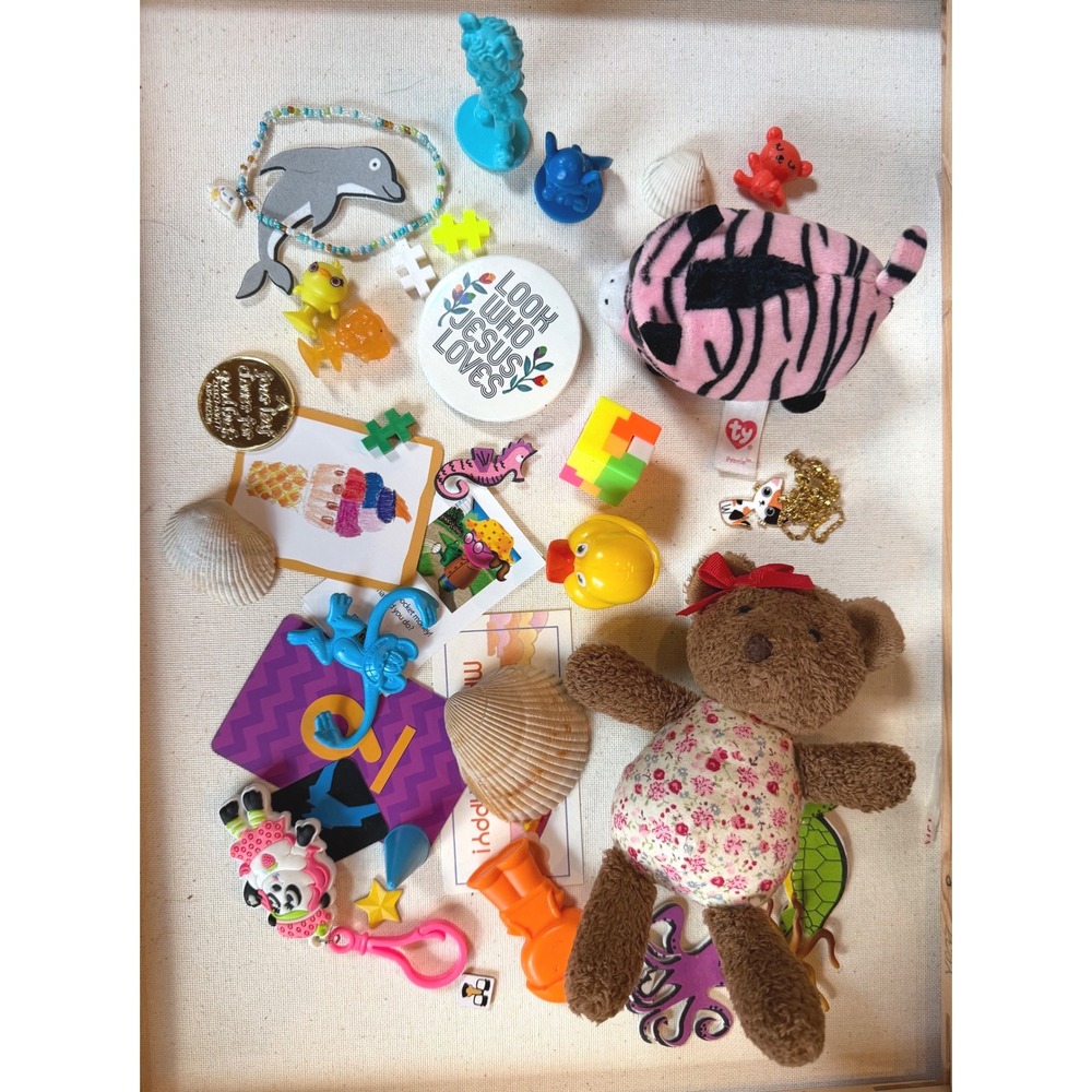 Mixed Toy Trinket kids' Lot Ty Beanie‎ Zebra Teddy Bear Rubber Duck Seashells